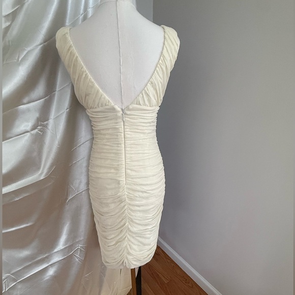bebe Y2k Cream Ruched Mini Dress - Picture 2 of 3